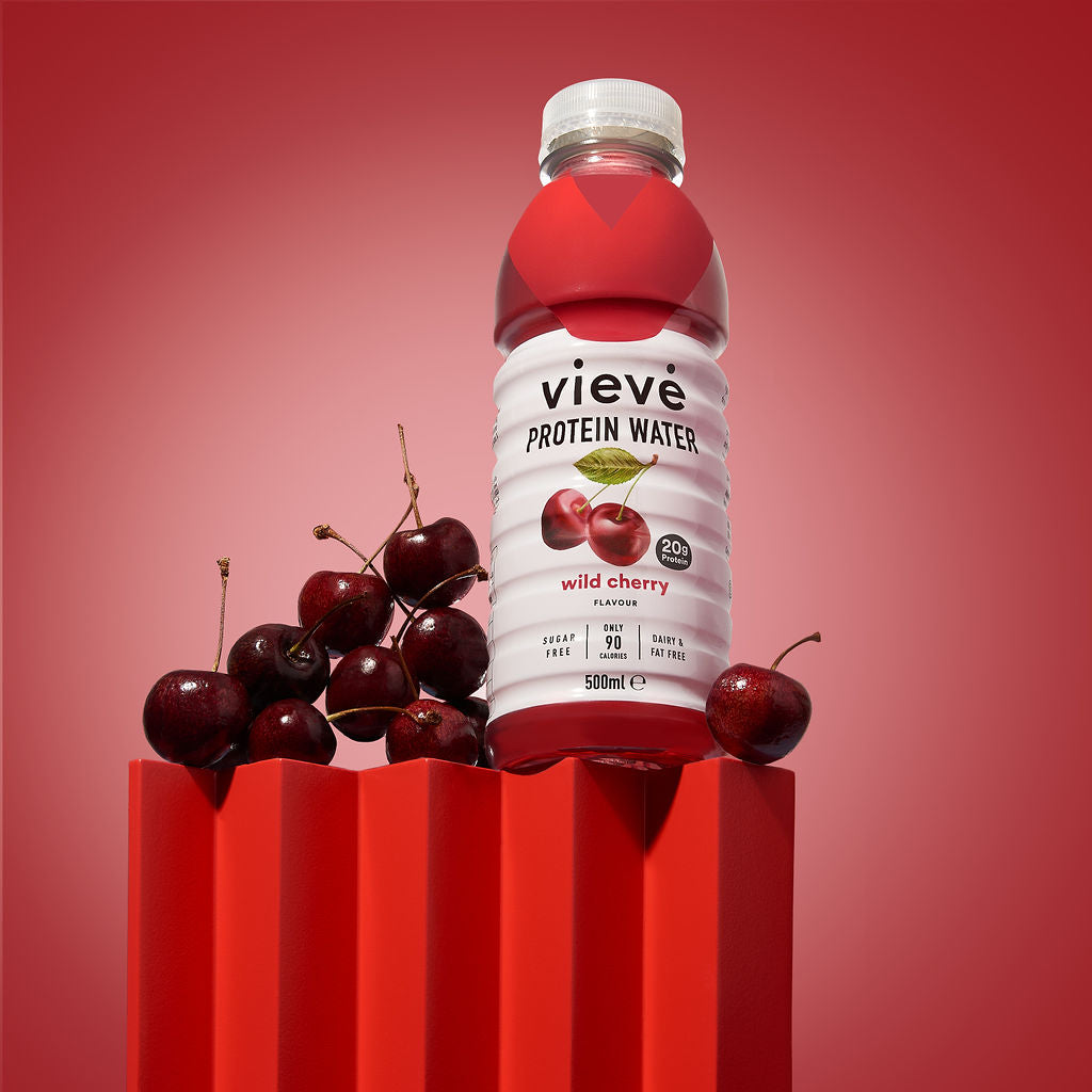 Vieve Wild Cherry protein water – fruity collagen protein drink with 20g protein, 0g sugar, 90 calories – low-calorie protein water for hydration and recovery