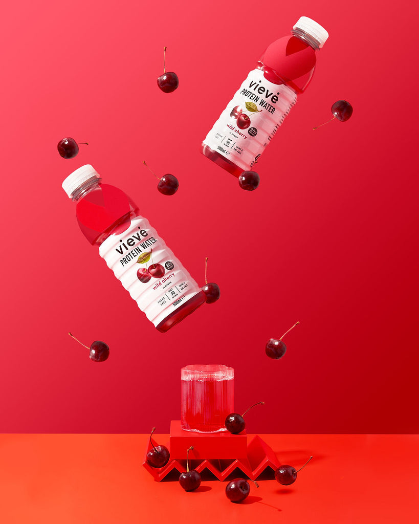 Vieve Wild Cherry protein water – fruity collagen protein drink with 20g protein, 0g sugar, 90 calories – low-calorie protein water for hydration and recovery